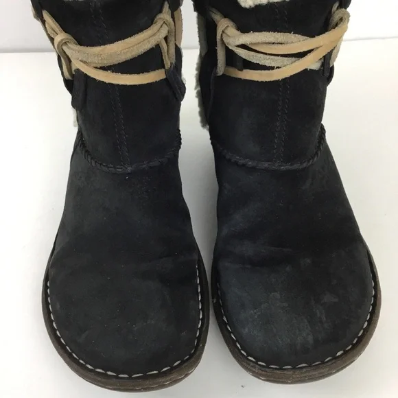 Ugg Women's Black Cove 5178 Suede Fur Ankle Winter Boot - Picture 3 of 12